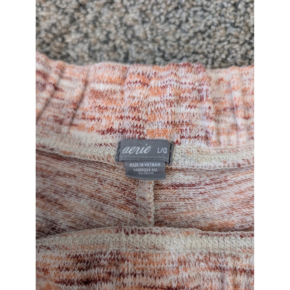 Aerie Womens Space Dye Knit Lounge Shorts Peach White Marled Elastic Waist L - Picture 3 of 4
